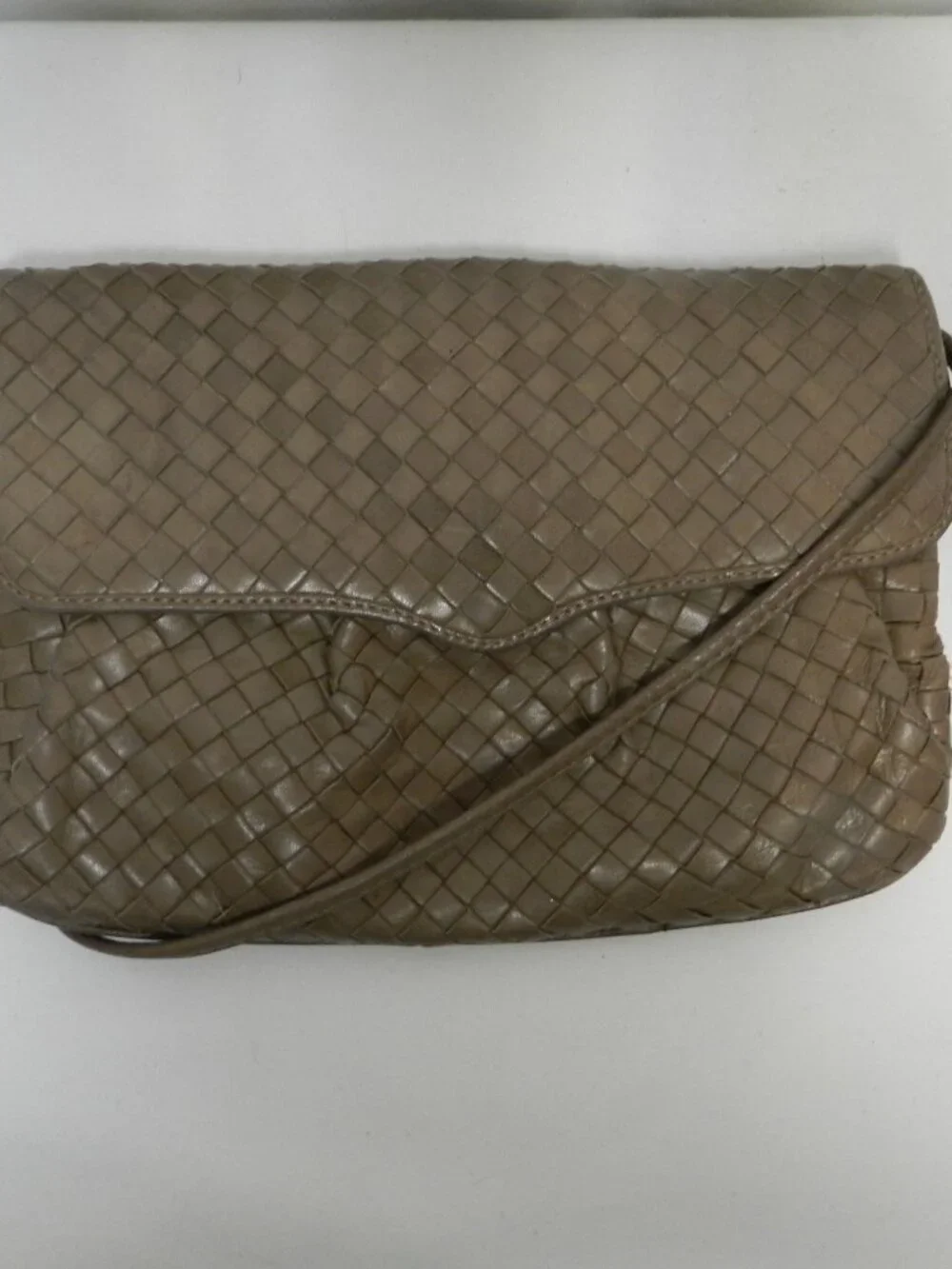 Parri Firenze Italy Vintage weave woven Soft Leather shoulder bag purse taupe